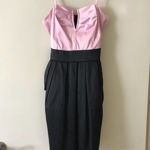 Strapless pink and black dress, with pockets!😄